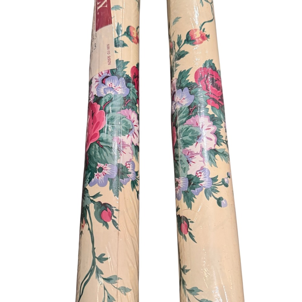 Vintage Waverly Floral Wallpaper 2 Double Rolls Pink Cream Cottagecore 563563